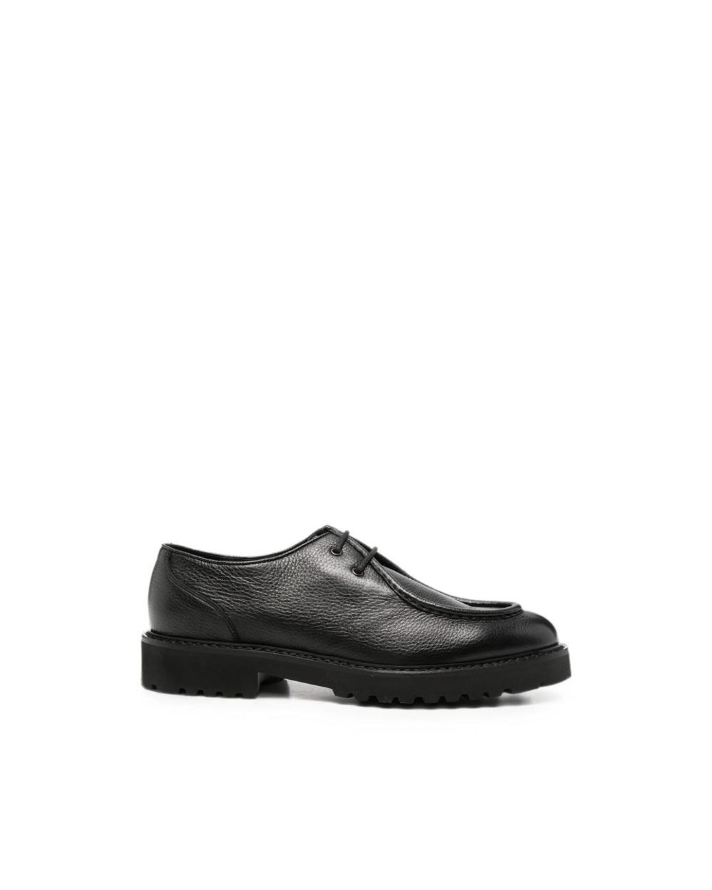 Doucal's Black Grained Leather Derby Shoes for men