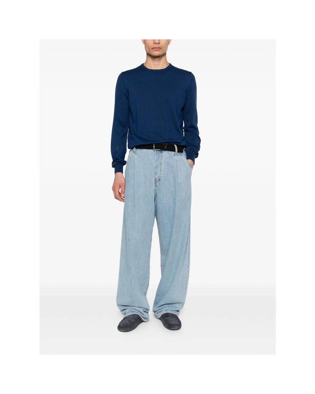 La Fileria Blue Long-Sleeve Sweater for men