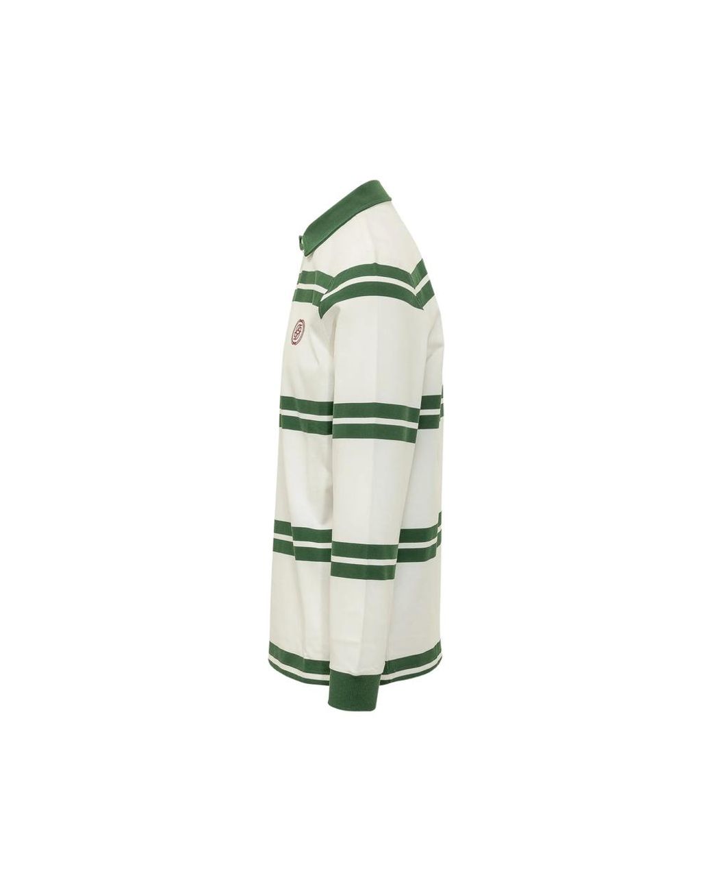 Drole de Monsieur Green Striped Embroidered-Logo Polo Shirt for men