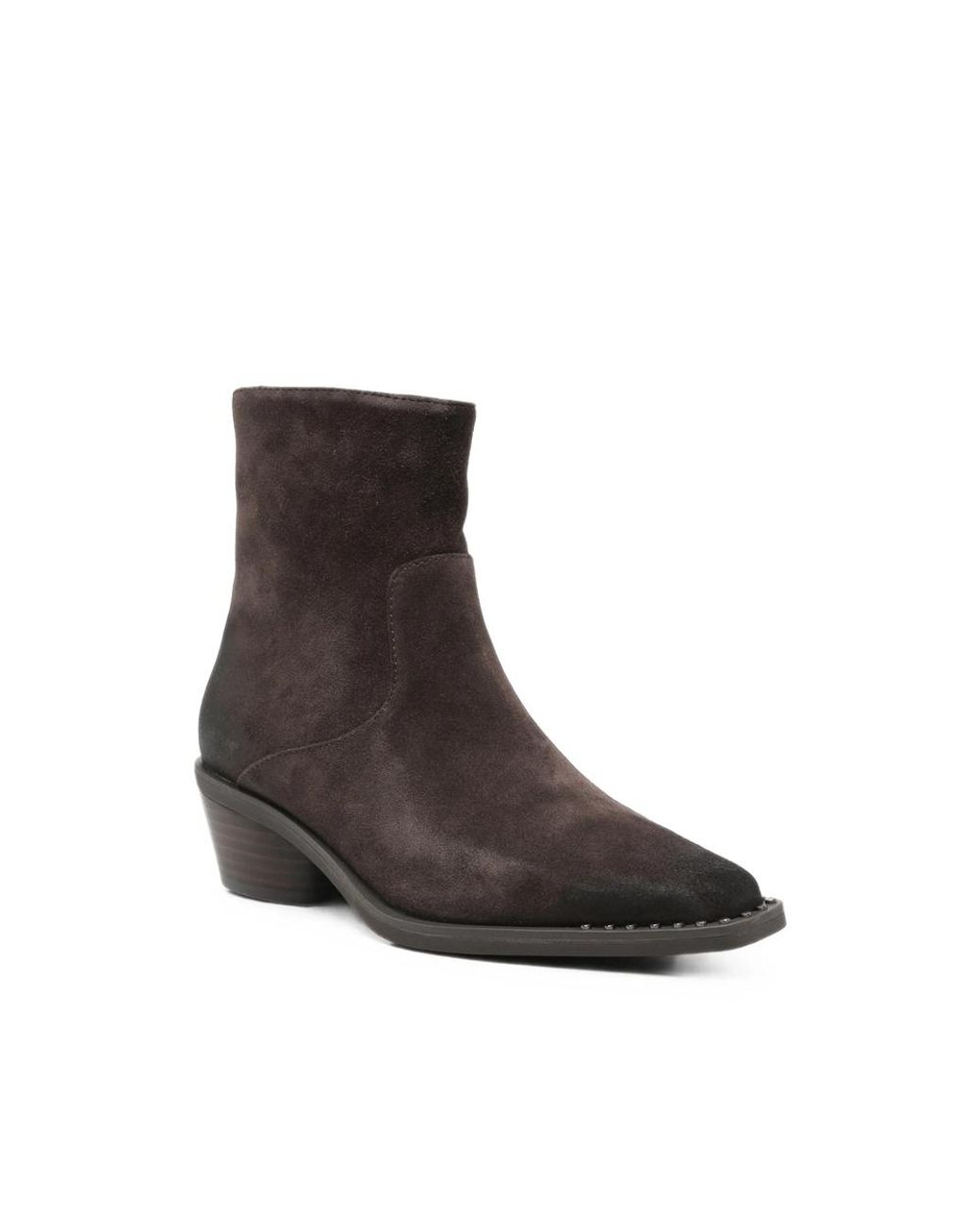 Ash Brown Hasley Studded Suede Ankle Boots