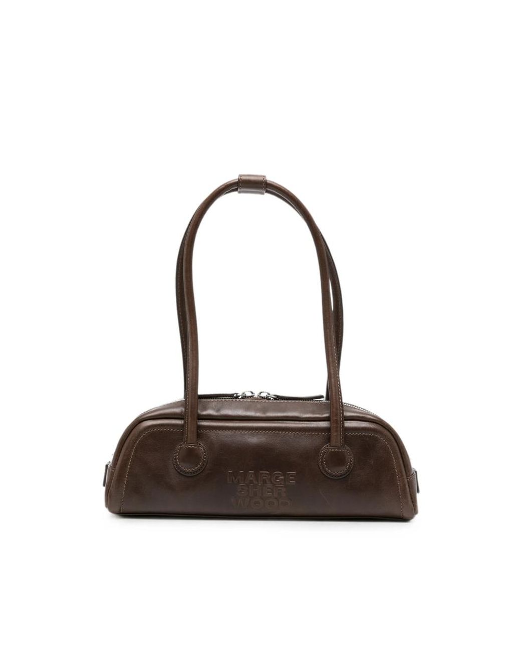 MARGE SHERWOOD Brown Soft Boston Ew Leather Tote Bag