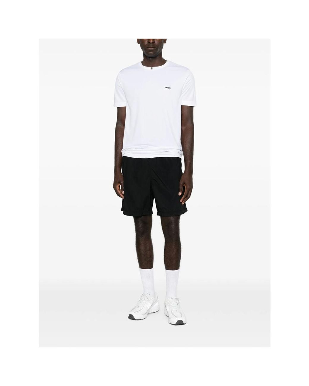 Boss White Logo-Print Crew-Neck T-Shirt for men