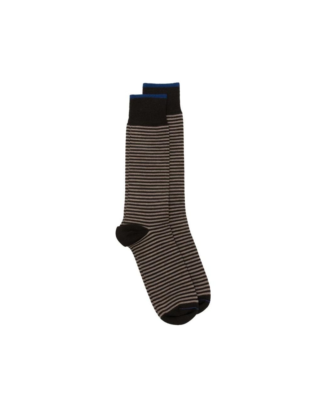 ANT45 Brown Thin Short Striped Ribbed-Knit Socks for men
