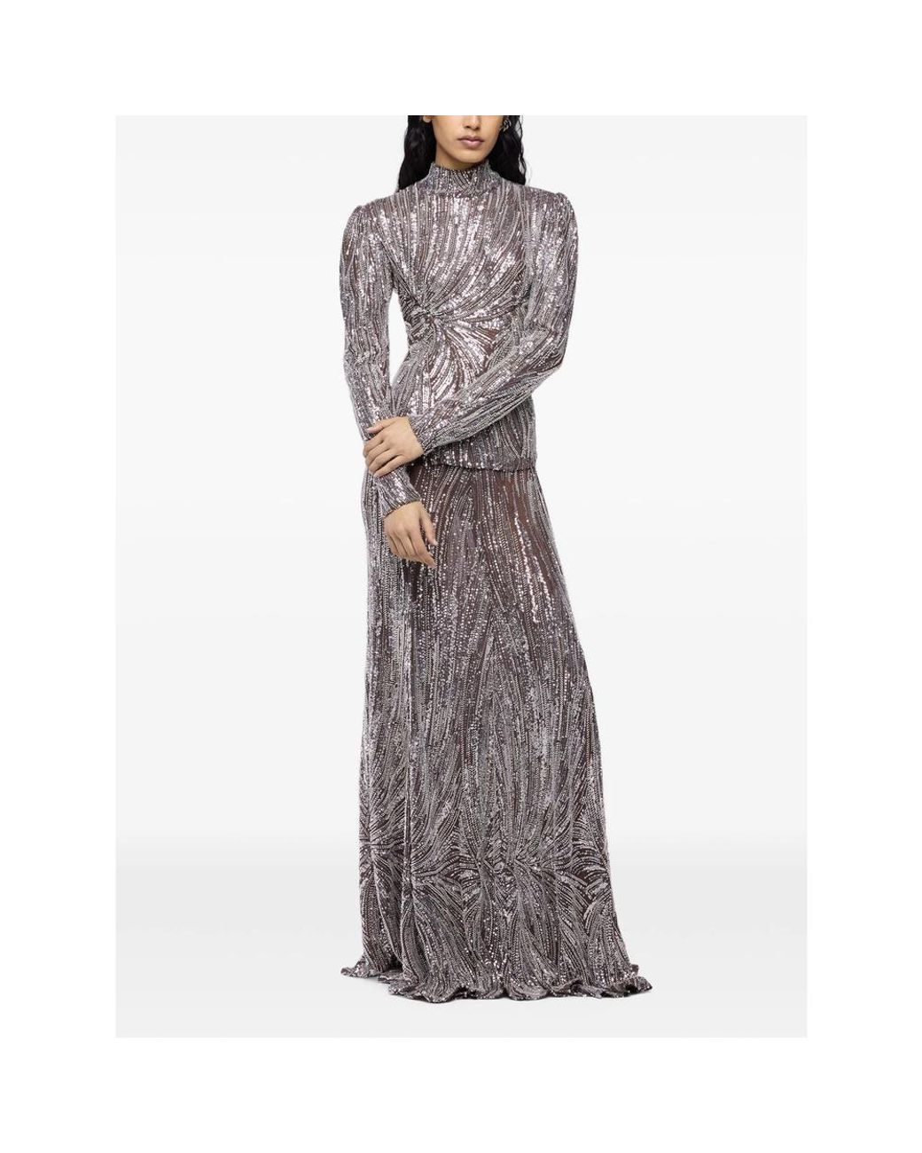 Rabanne Brown Long Fluid Skirt With Embroidery Details