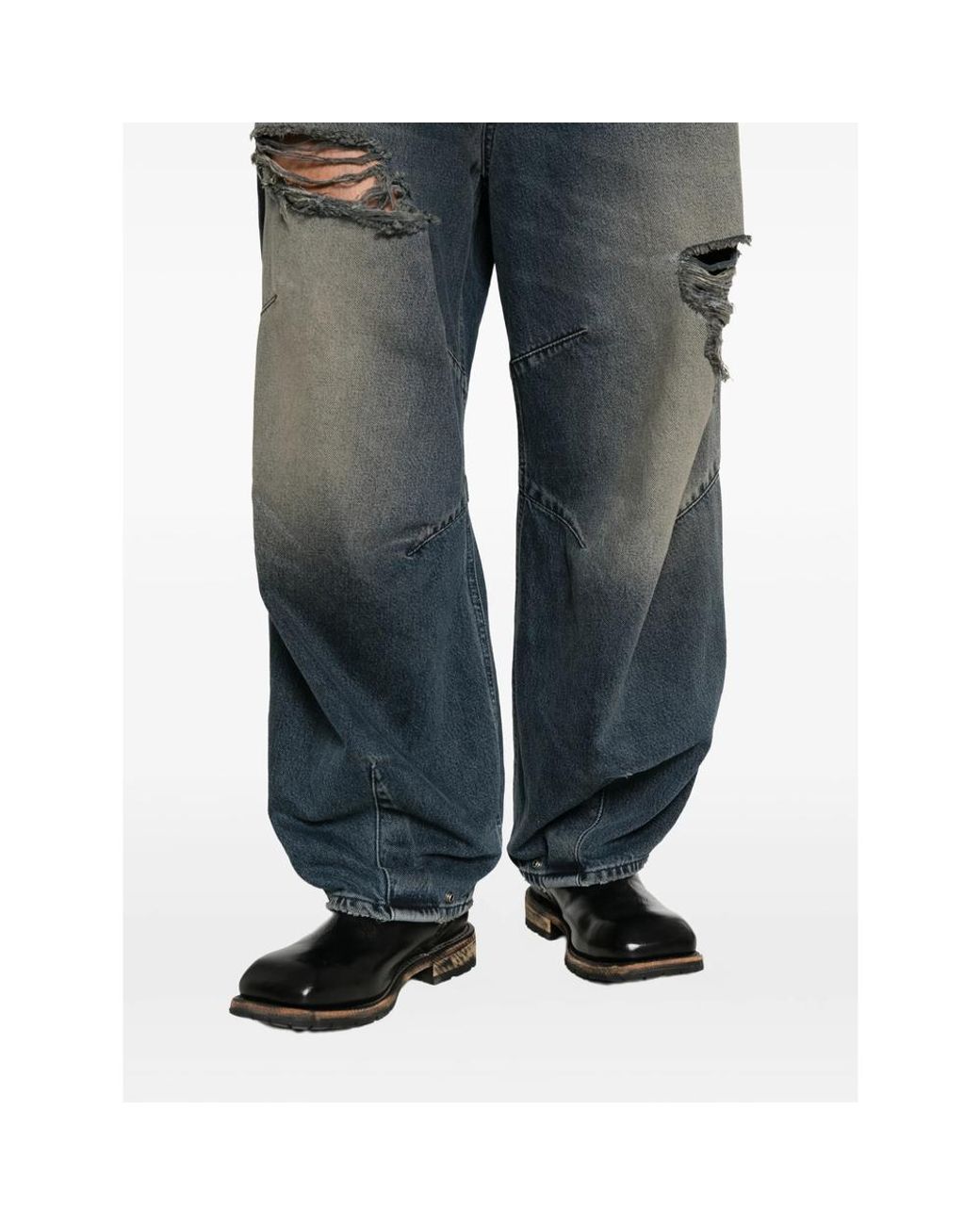 PDF Gray Distressed Panelled Jeans for men