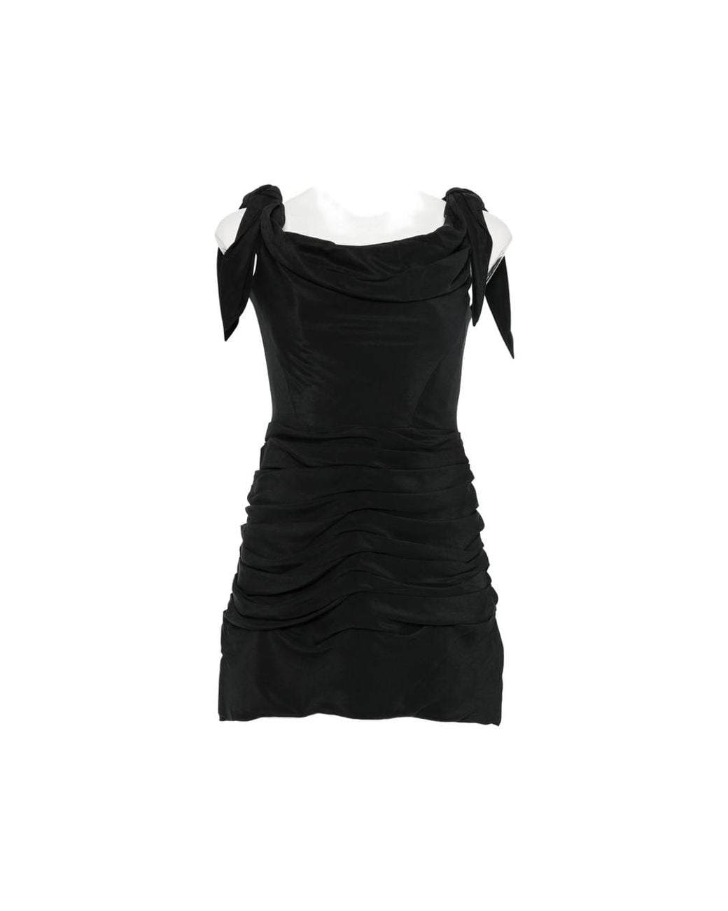 Cult Gaia Black Deanna Ruched Tie-Strap Dress