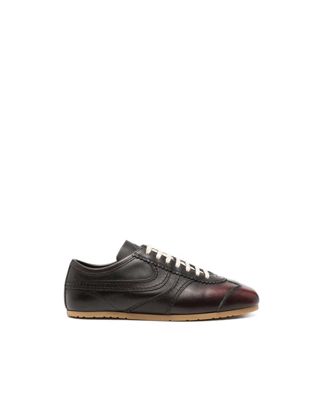 Dries Van Noten Brown Lace-Up Leather Sneakers