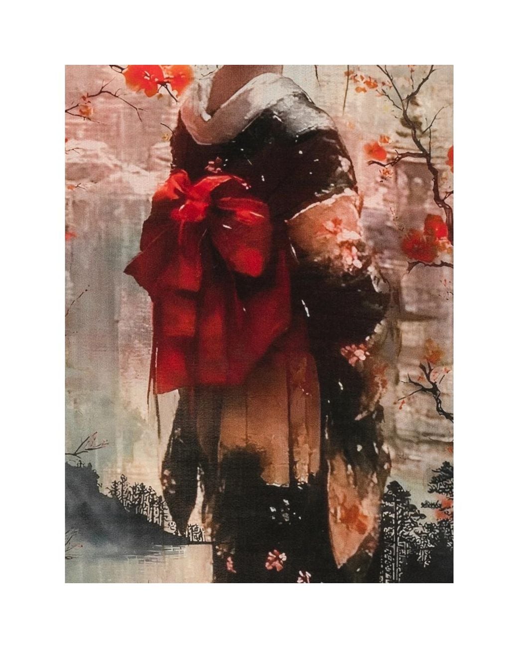 D'Aniello Brown Graphic-Print Frayed Scarf