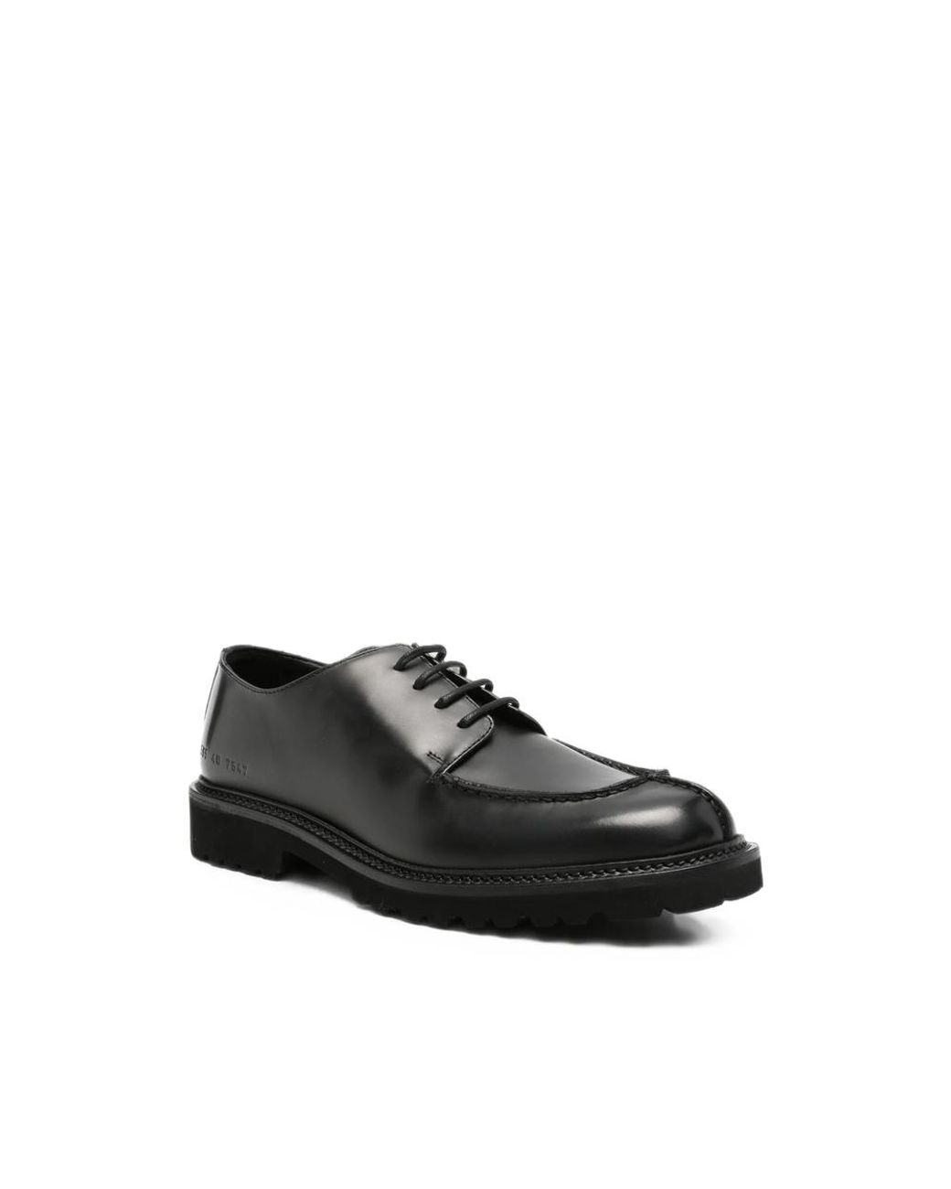 Common Projects Black Apron-Toe Chunky-Sole Derby Shoes for men