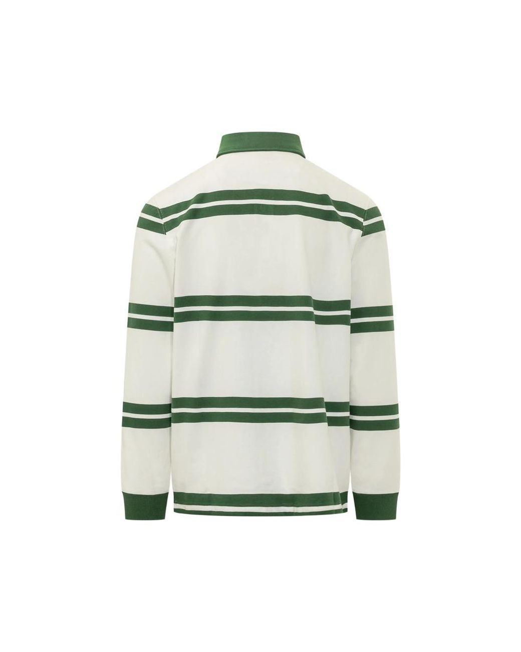 Drole de Monsieur Green Striped Embroidered-Logo Polo Shirt for men