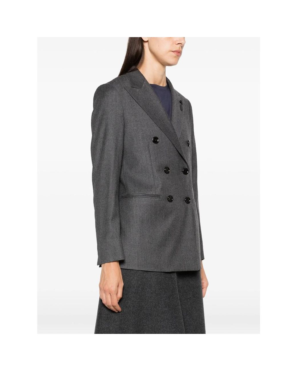 Lardini Gray Double-Breasted Peak-Lapels Jacket