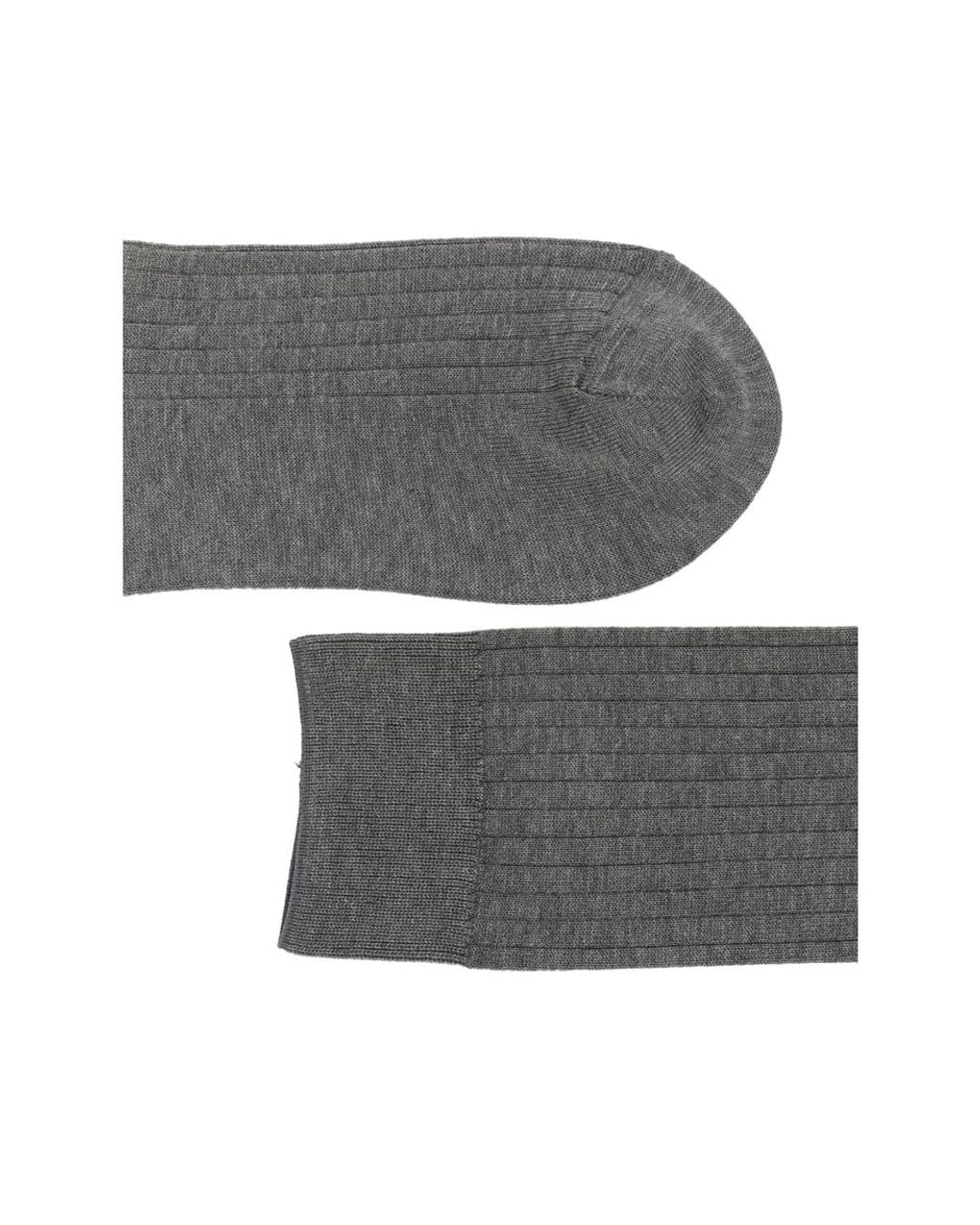 ANT45 Gray Urbana Short Ribbed-Knit Socks