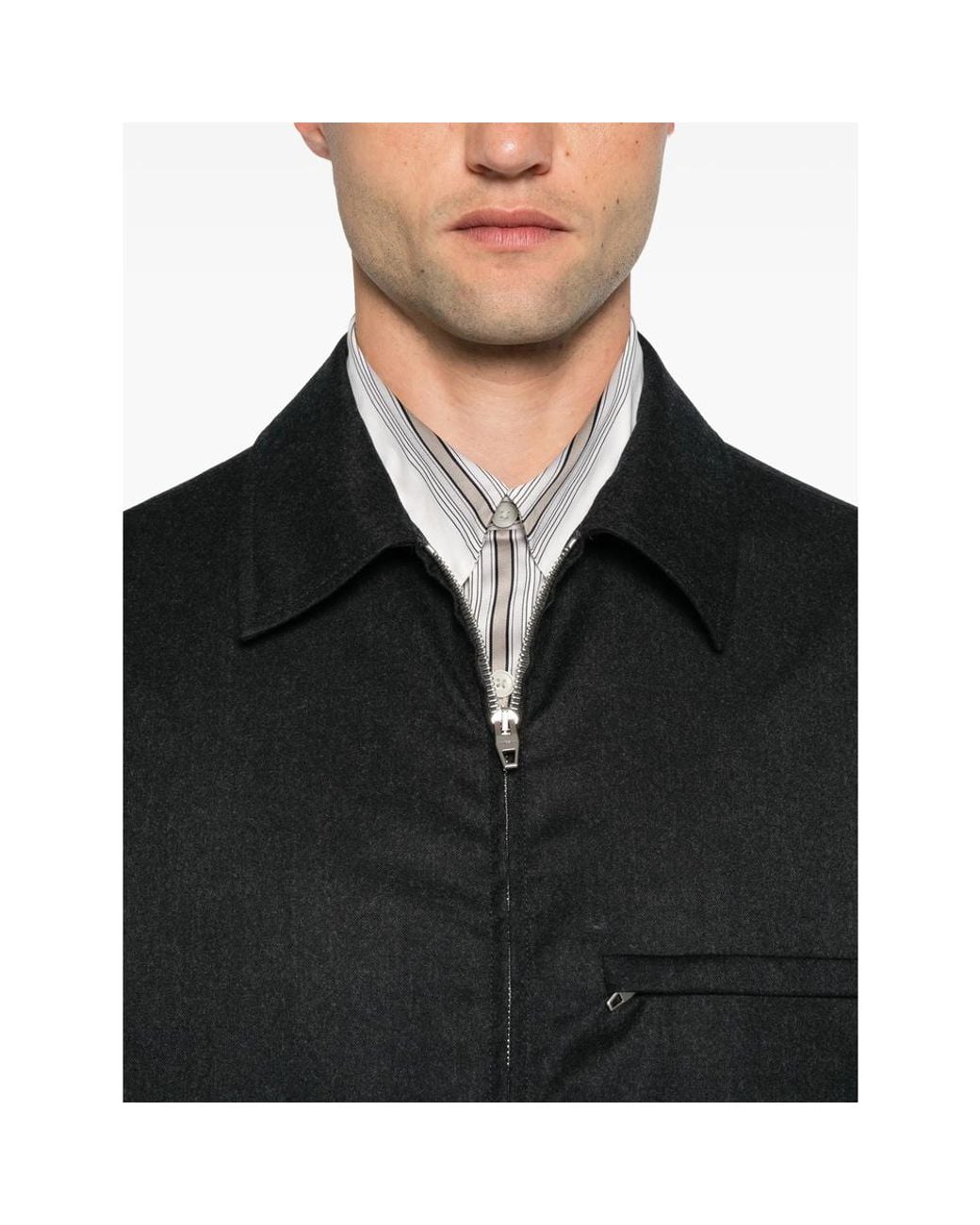 Umit Benan Black Zip-Up Collared Jacket for men
