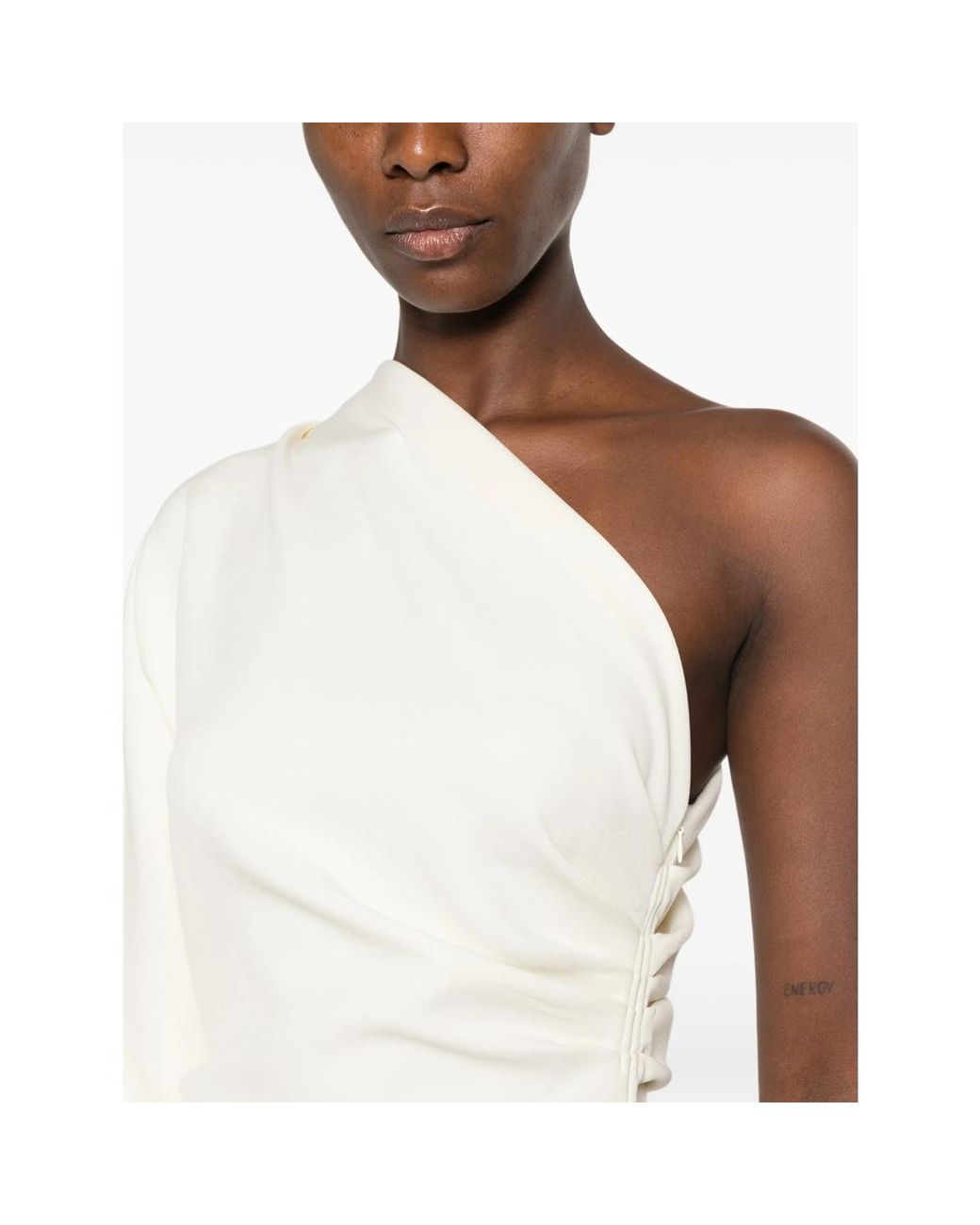 FEDERICA TOSI White One-Shoulder Draped Asymmetric Dress