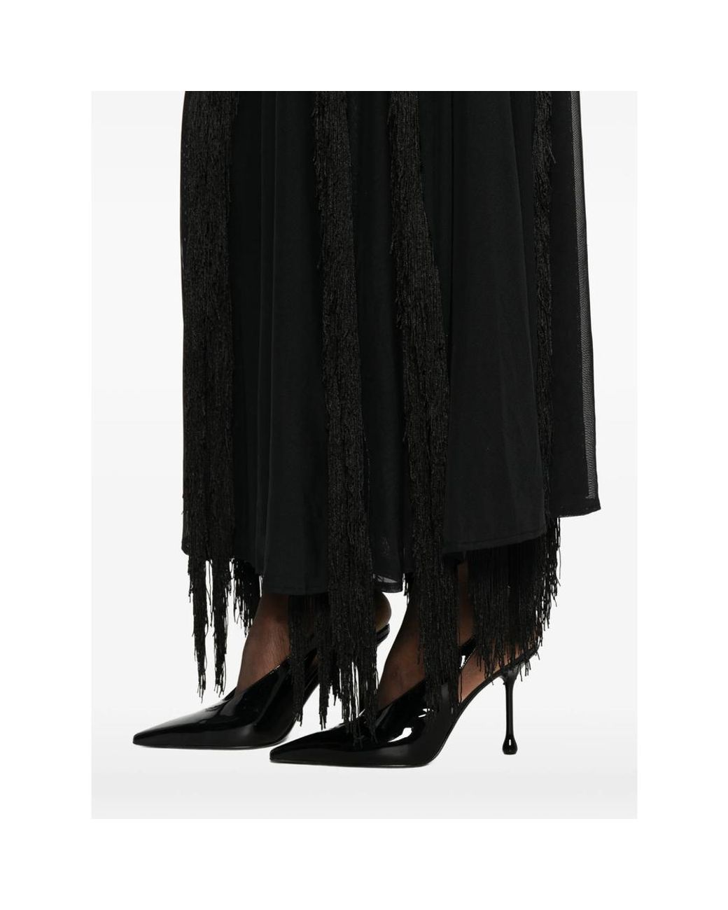 Bless Black Tassel Crocheted Maxi Dress