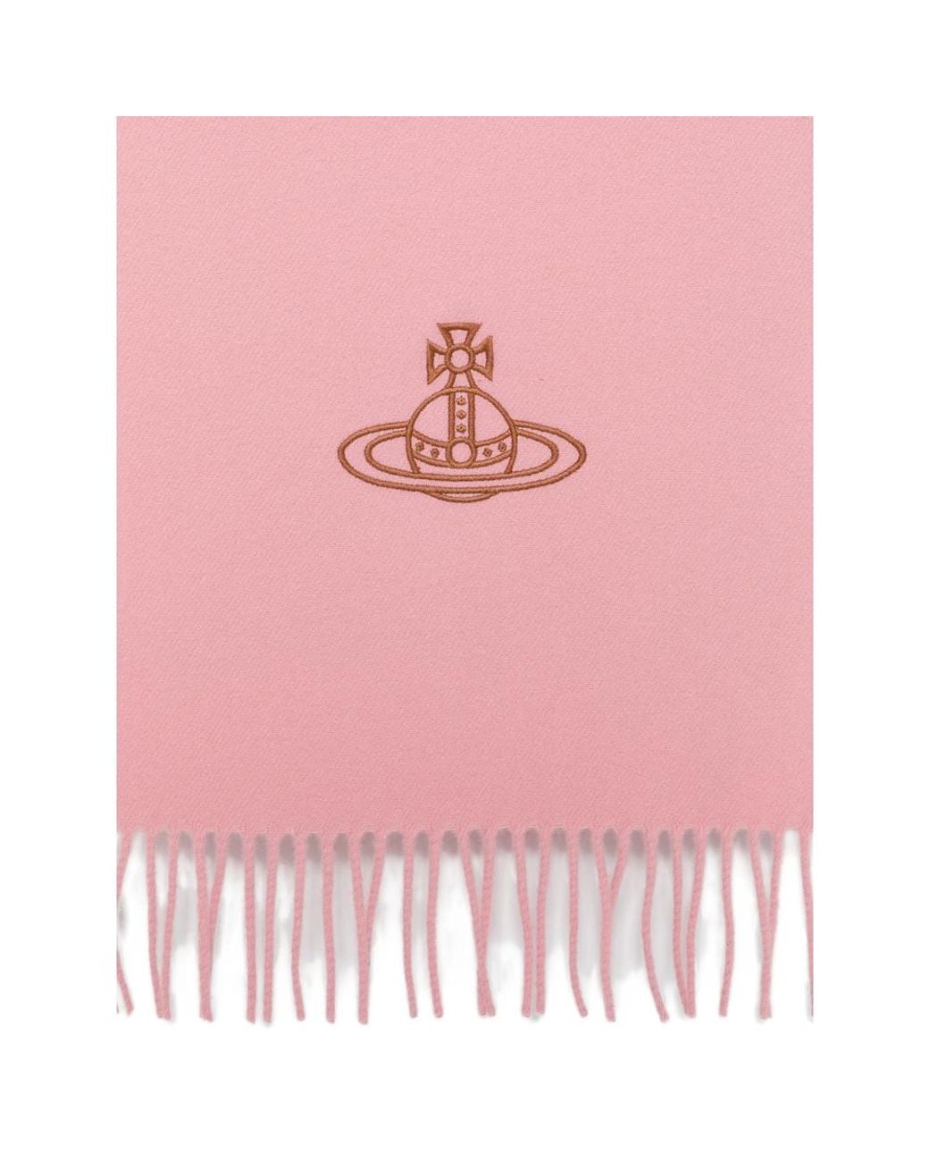 Vivienne Westwood Pink Orb-Embroidered Fringed Scarf