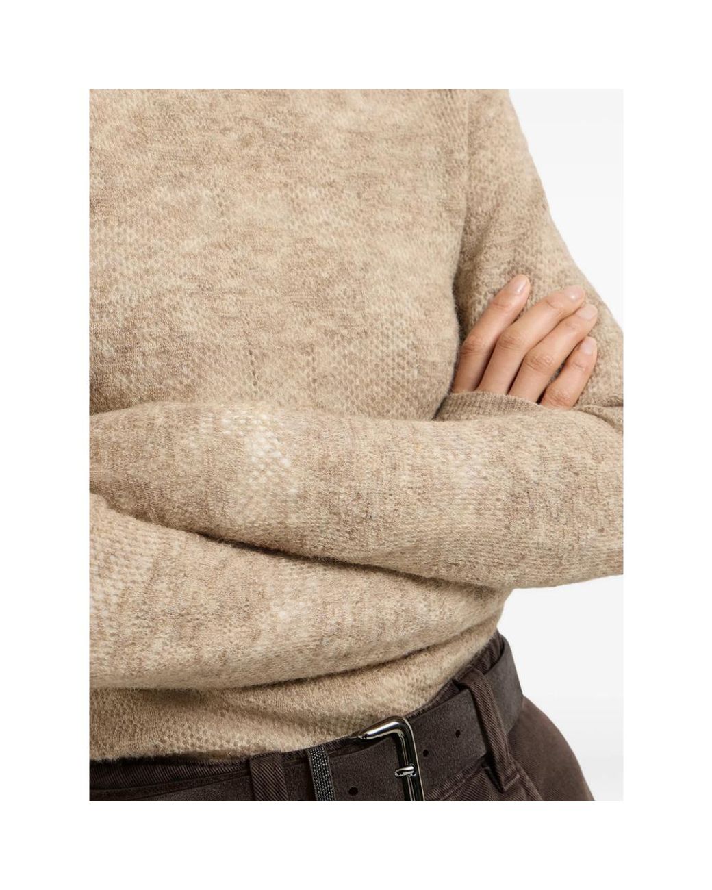Brunello Cucinelli Natural Silk, Alpaca And Wool Flower-Lace Sweater