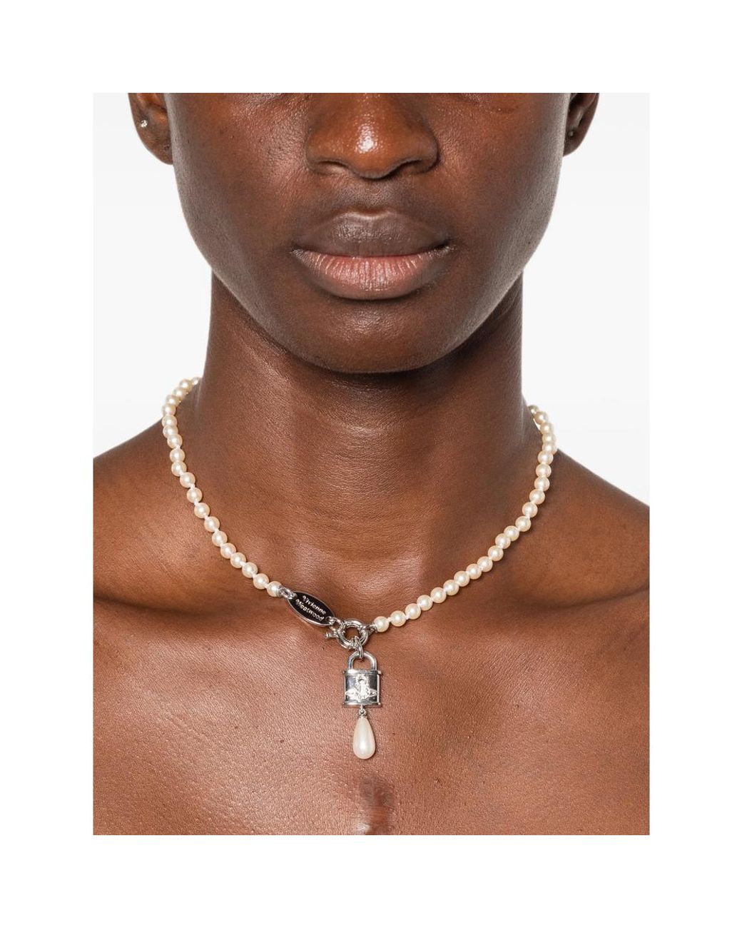 Vivienne Westwood White Celestia Orb-Plaque Necklace for men