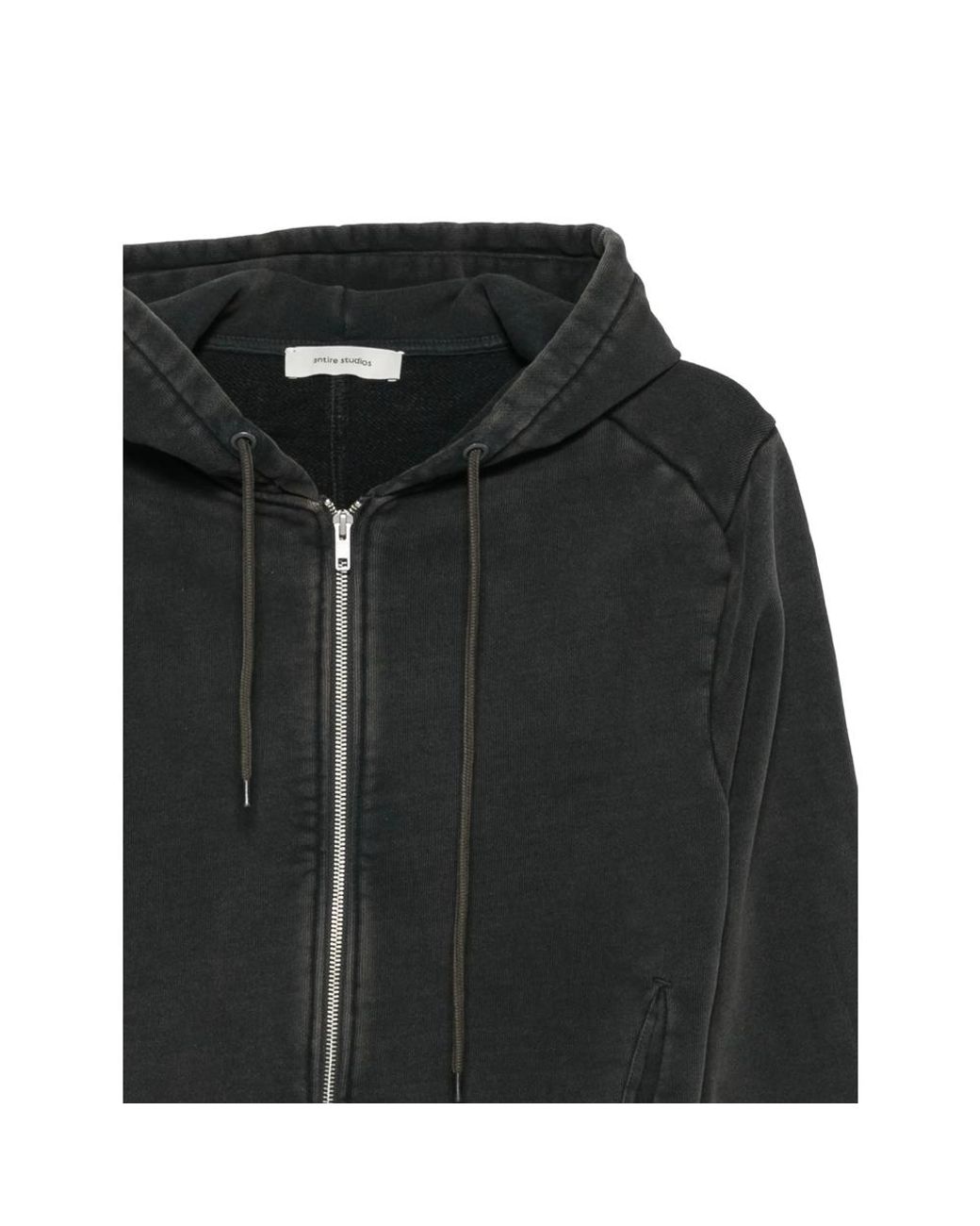 Entire studios Black Slim Zip-Up Hoodie for men