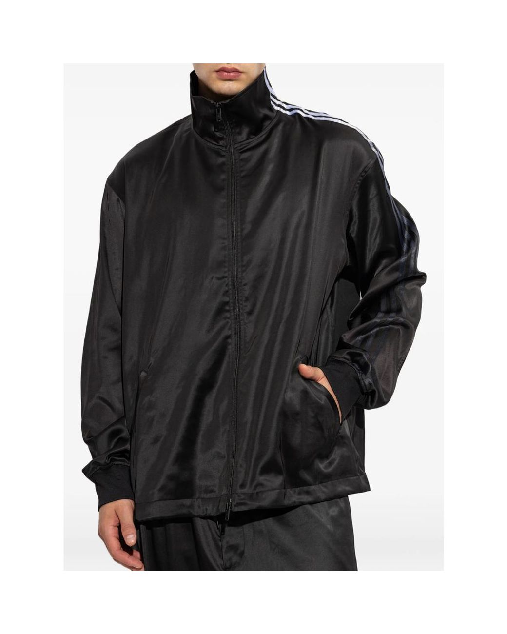 Y-3 Black Satin Gradient 3-Stripes Track Top for men