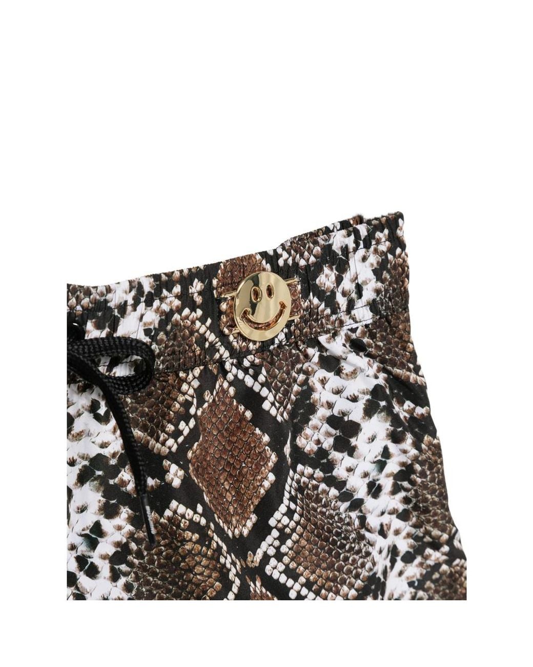 Moschino Brown Smiley Snakeskin-Print Swimming Shorts for men