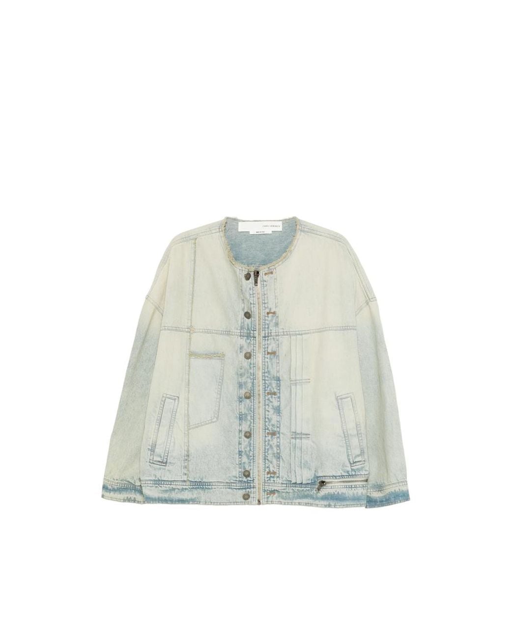 Isabel Benenato Blue Frayed-Hem Jacket for men