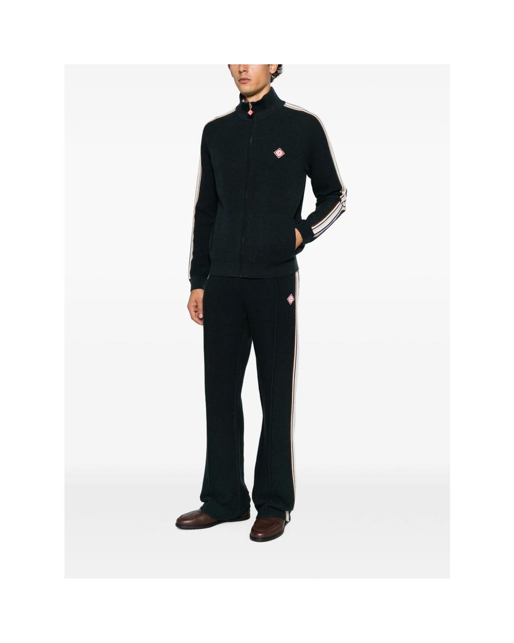 Casablanca Black Logo-Patch Zip-Up Sweater for men