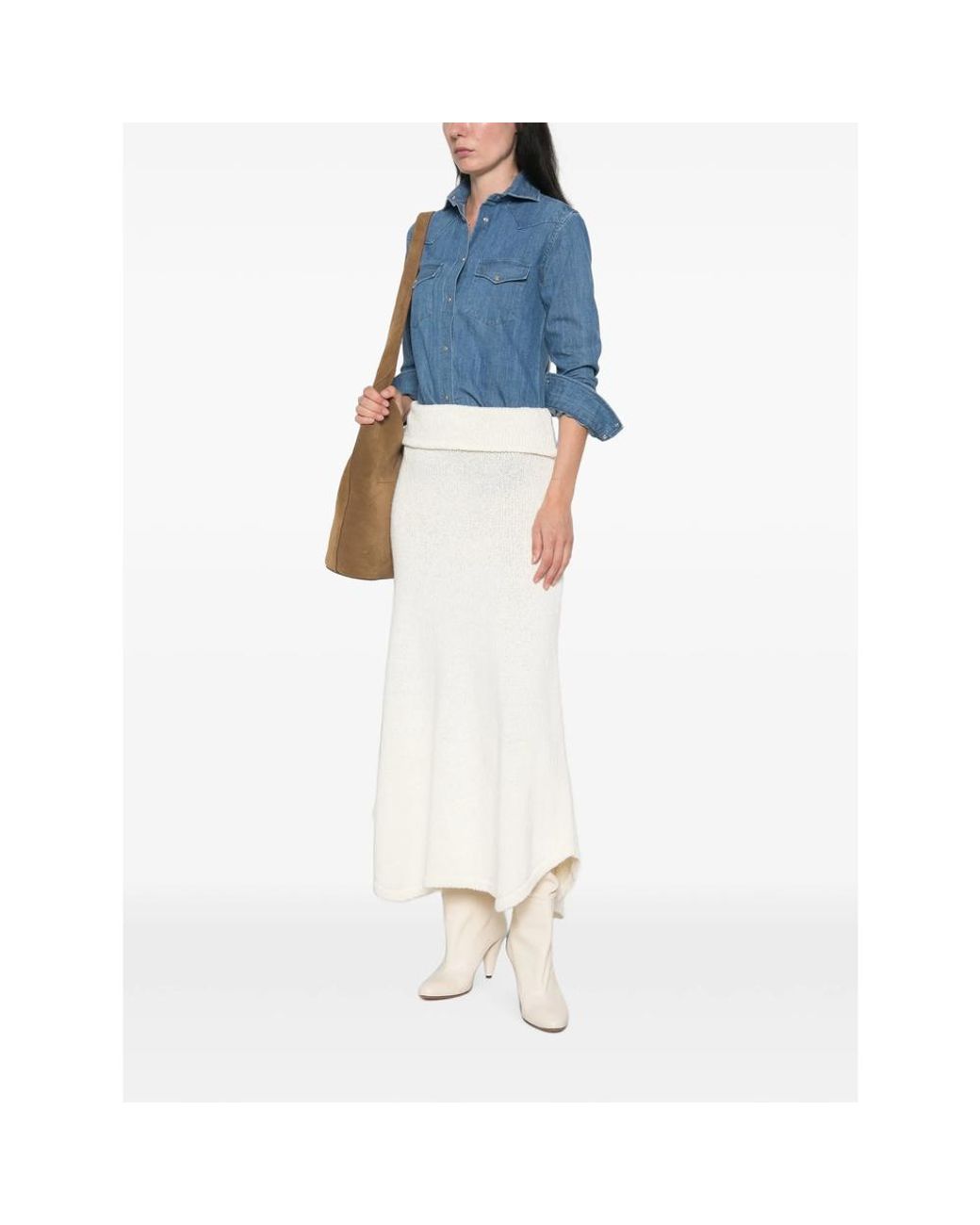CAMICERIA MAZZARELLI Blue Western-Style Denim Shirt