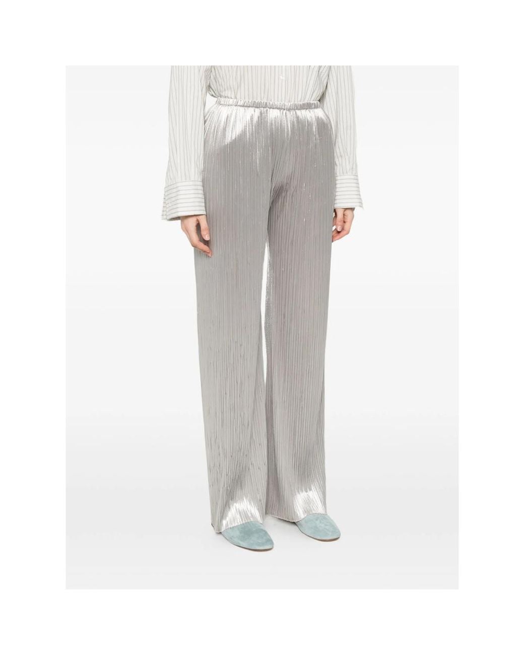 Forte_forte Gray Plissé-Effect Trousers