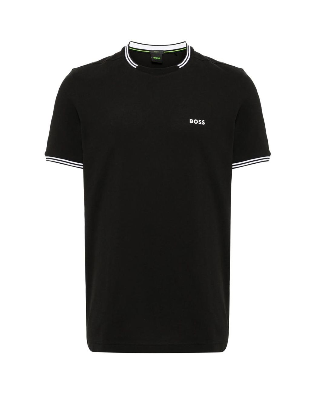 Boss Black Stretch-Cotton T-Shirt With Stripes And Logo for men