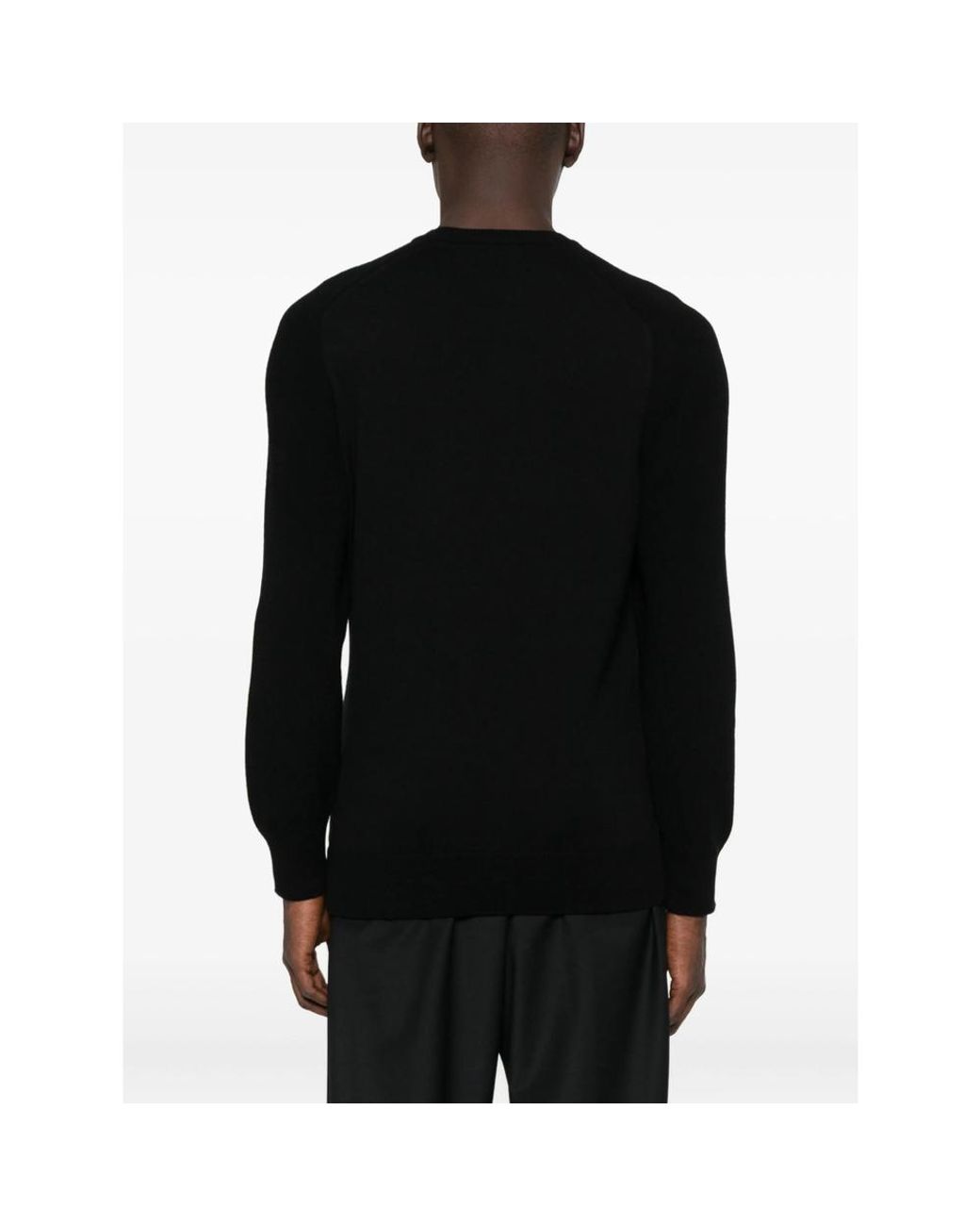 La Fileria Black Ribbed Crew-Neck Sweater for men