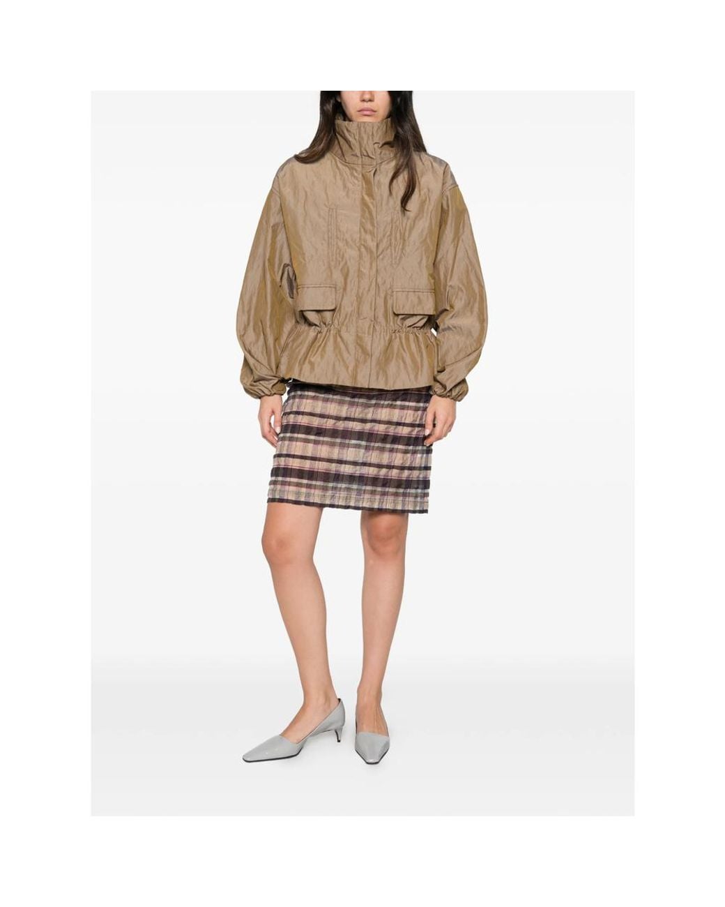 Paloma Wool Black Check-Pattern Crinkled Mini Skirt