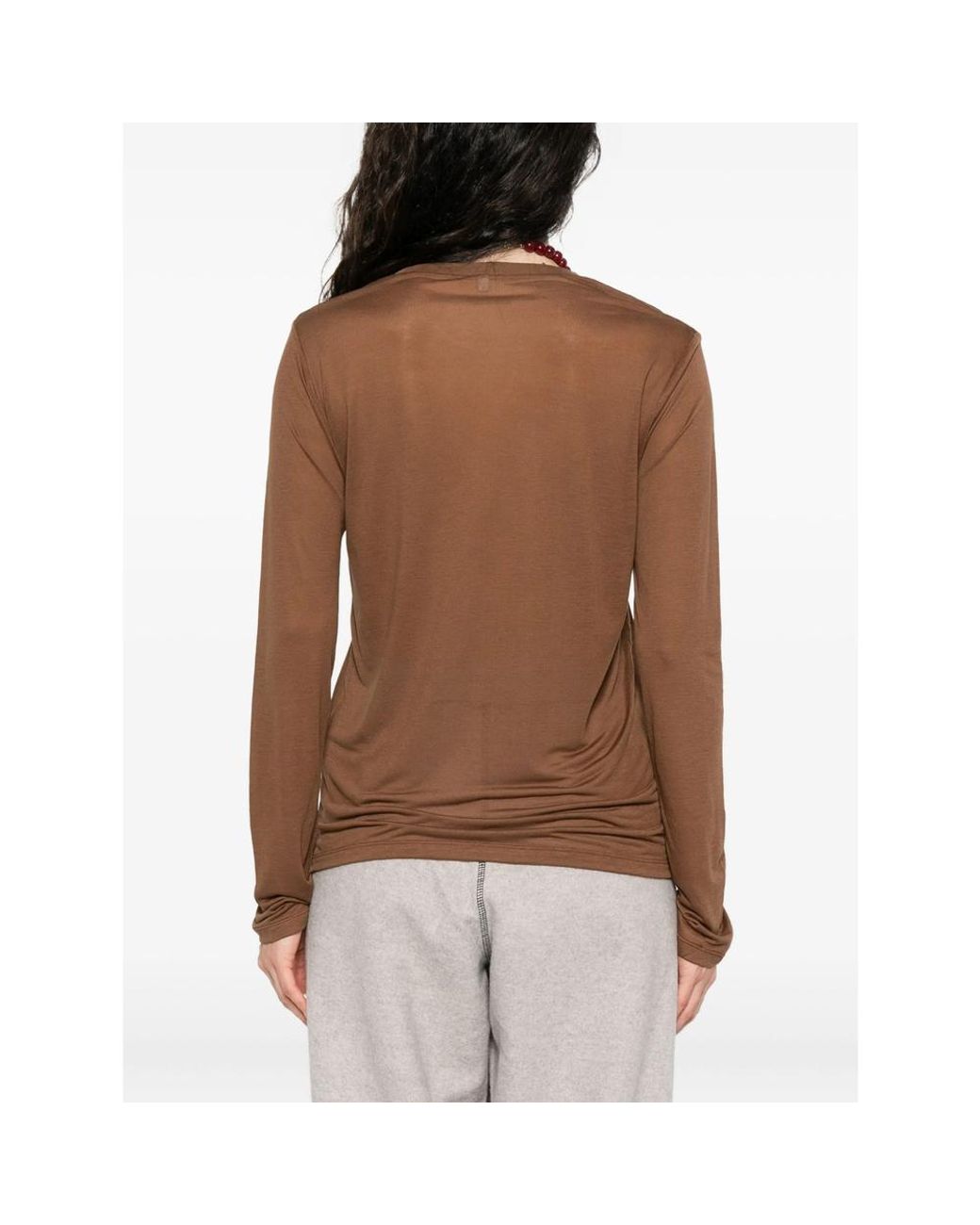 Baserange Brown Round-Neck Long-Sleeve Top
