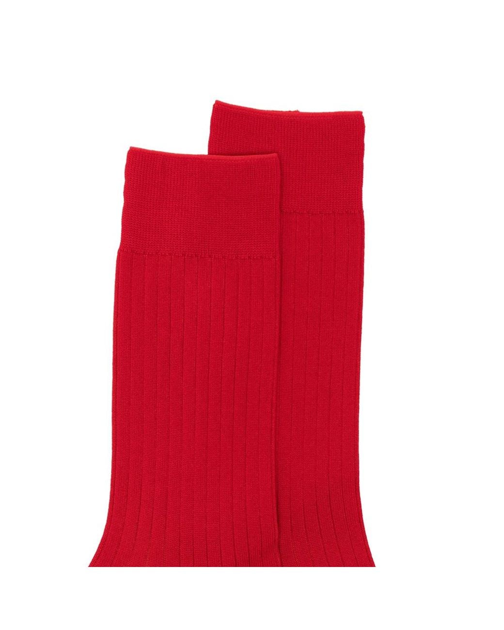 ANT45 Red Urbana Long Ribbed-Knit Socks