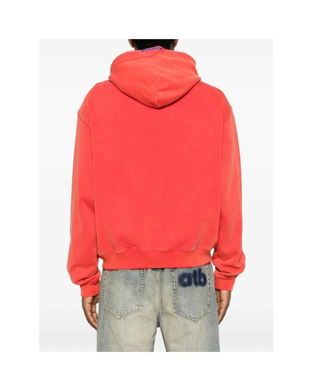 DAGGER Red Slogan-Print Distressed Hoodie for men
