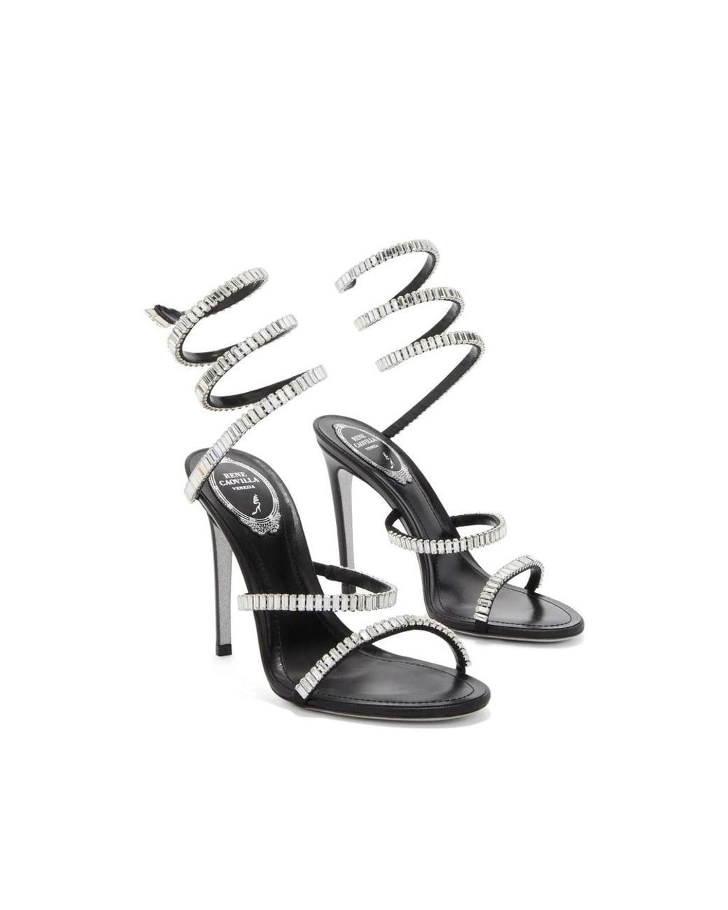 Rene Caovilla White Cleo Crystal-Embellished Sandals