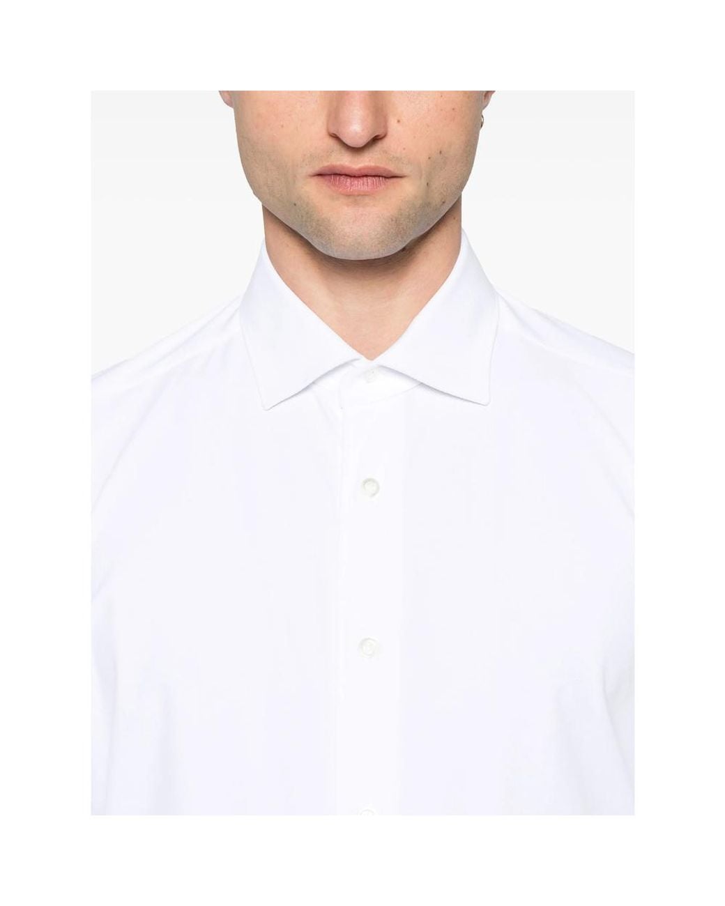 CAMICERIA MAZZARELLI White Piqué-Weave Shirt for men