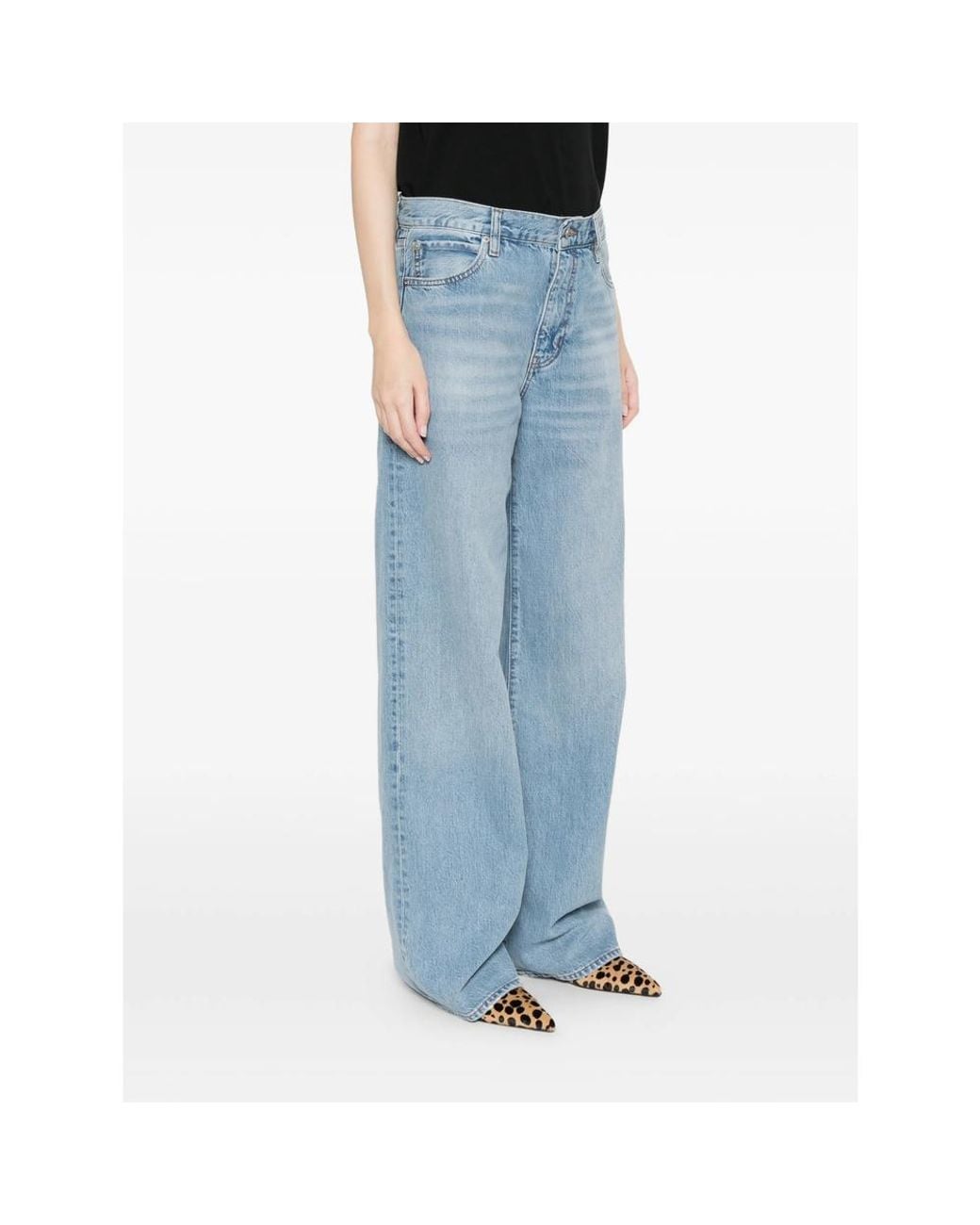 FRAME Blue Off Duty Stroll Denim Straight Jeans