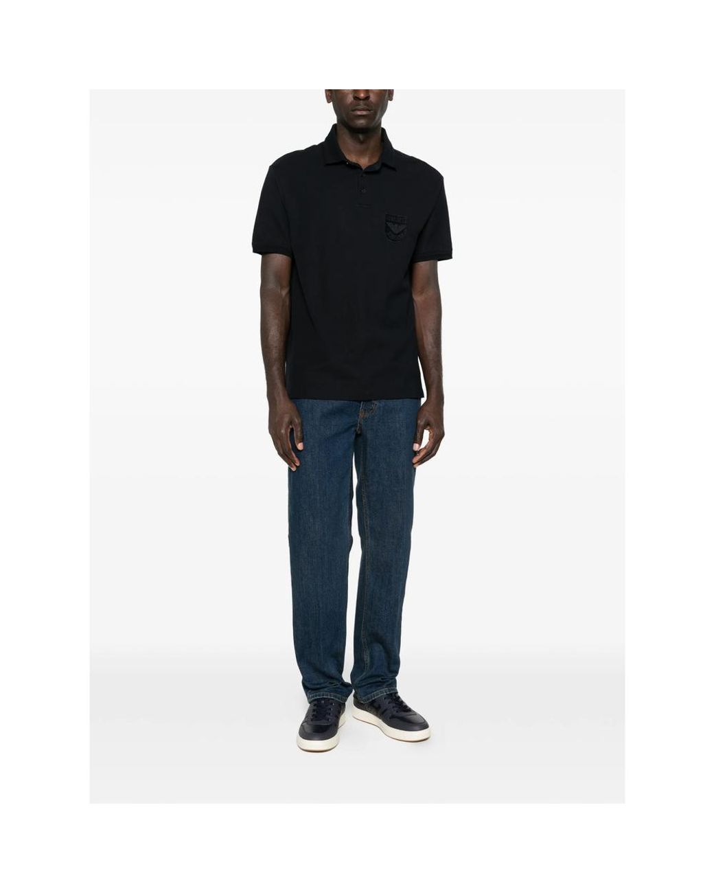 Emporio Armani Black Polo Sweater With Logo Patch for men