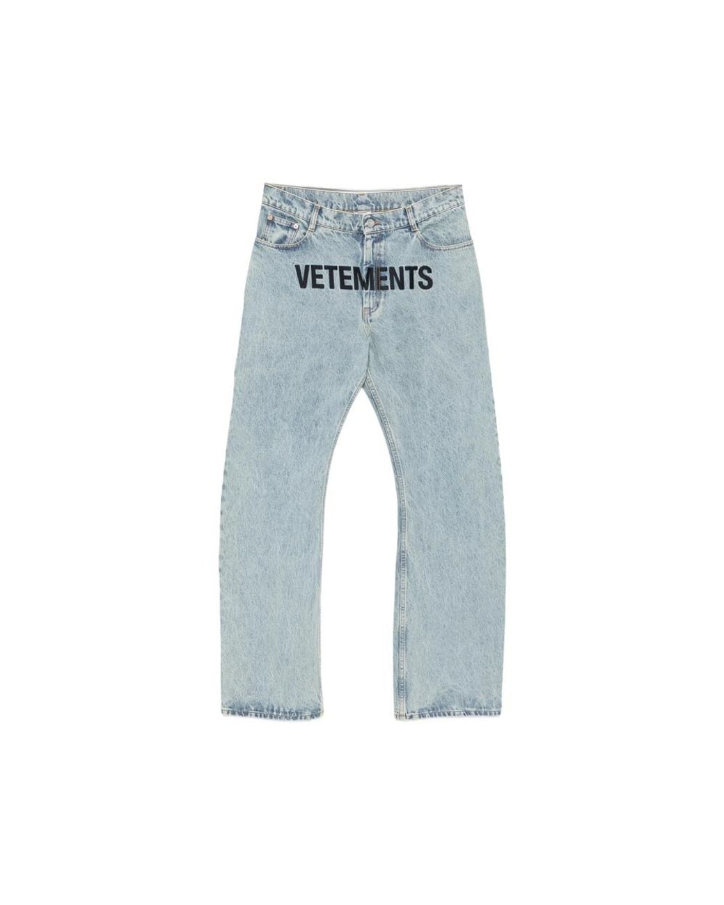 Vetements Blue Logo-Print Loose-Fit Jeans for men
