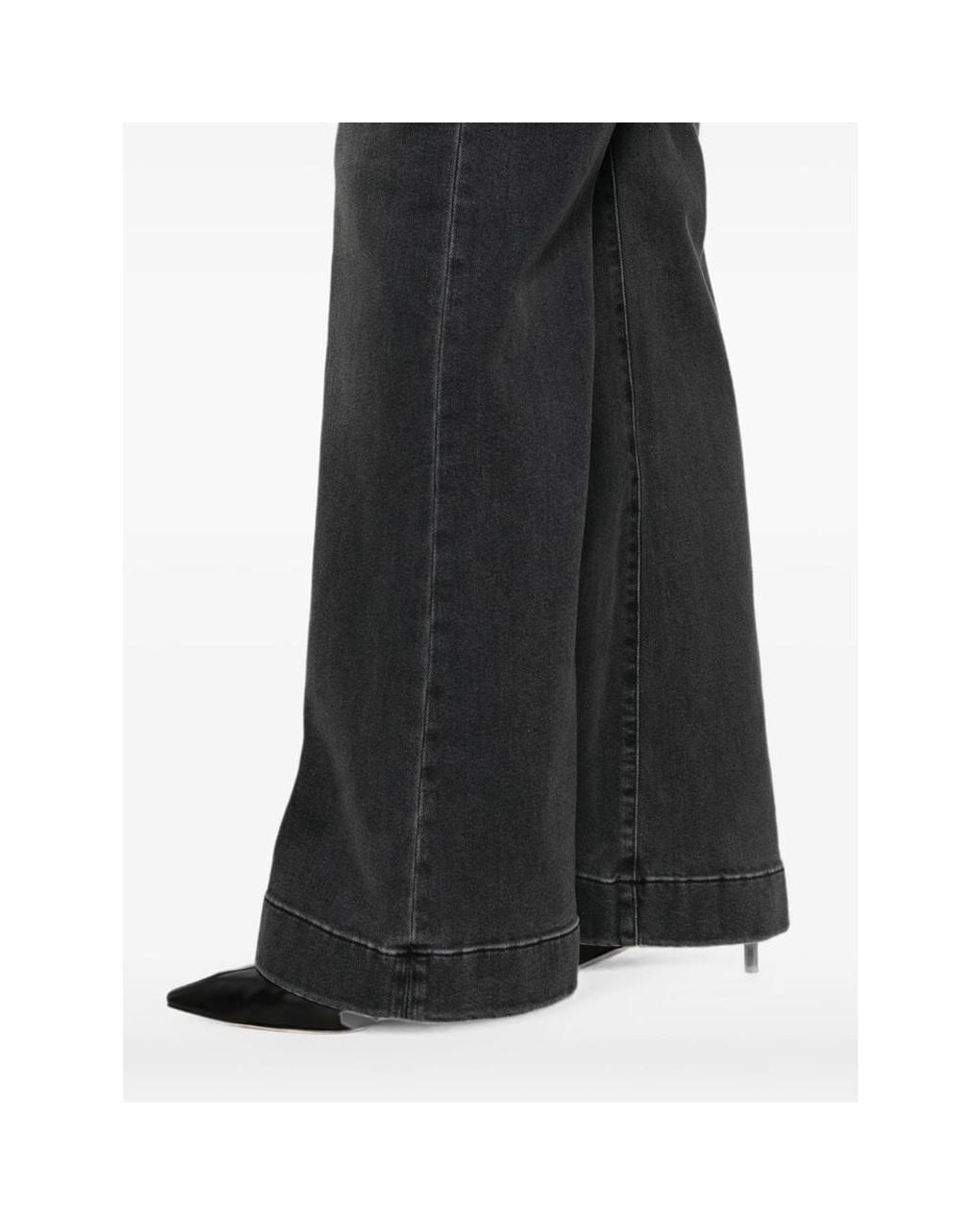 7 For All Mankind Gray Modern Dojo Faded-Effect Wide-Leg Jeans