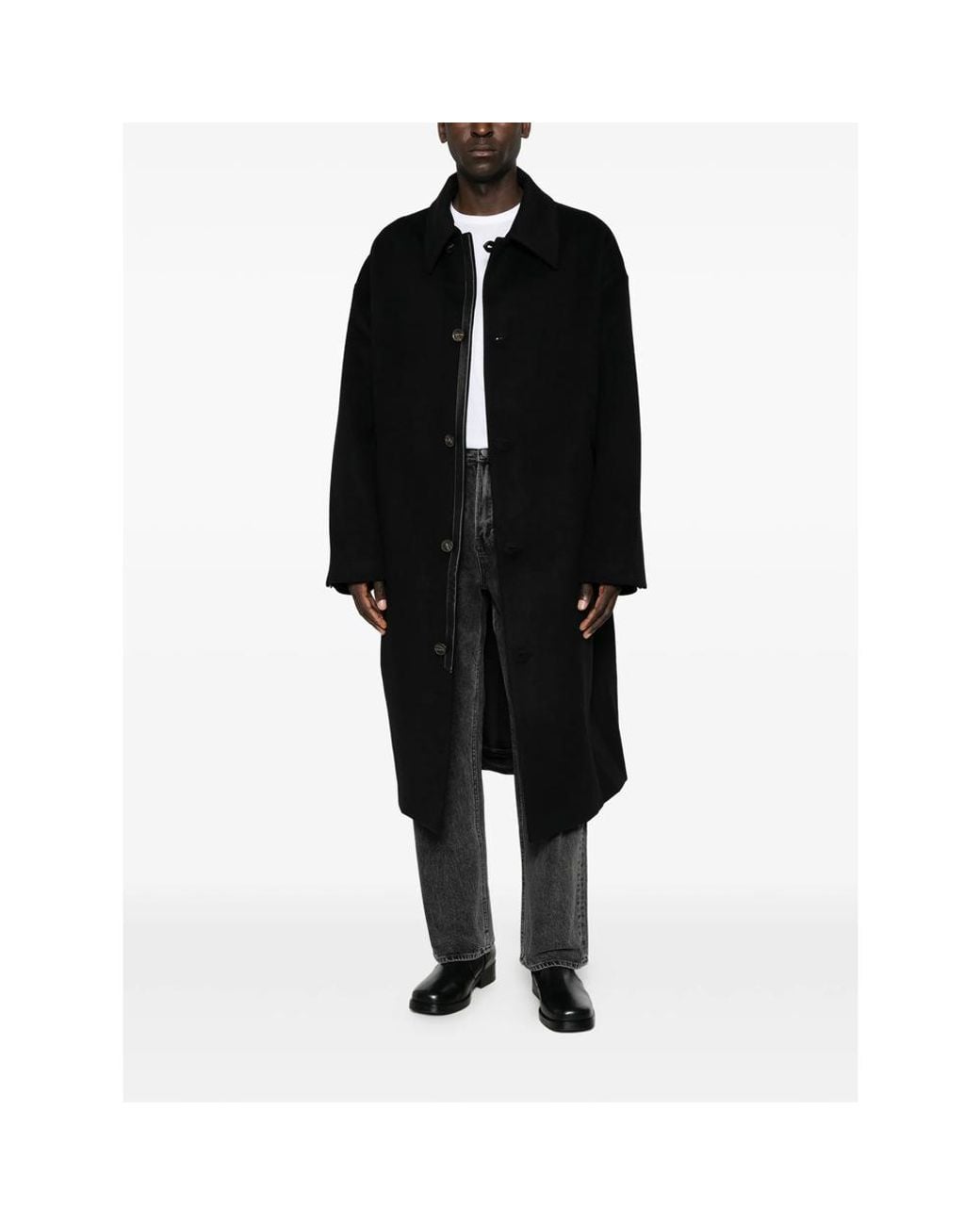 Entire studios Black Single-Breasted Wool Coat