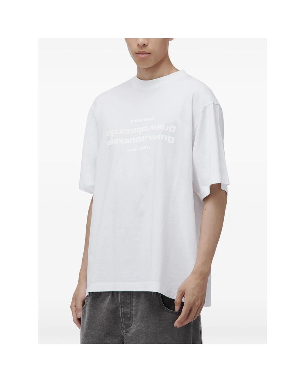 Alexander Wang White Short Sleeve T-Shirt W/ Mirror Logo for men