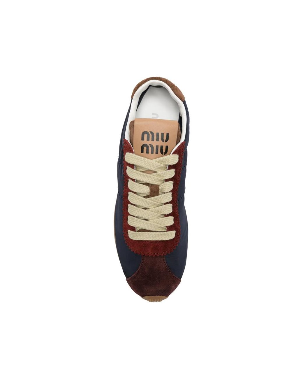 Miu Miu Blue Plume Suede-Trim Panelled Sneakers