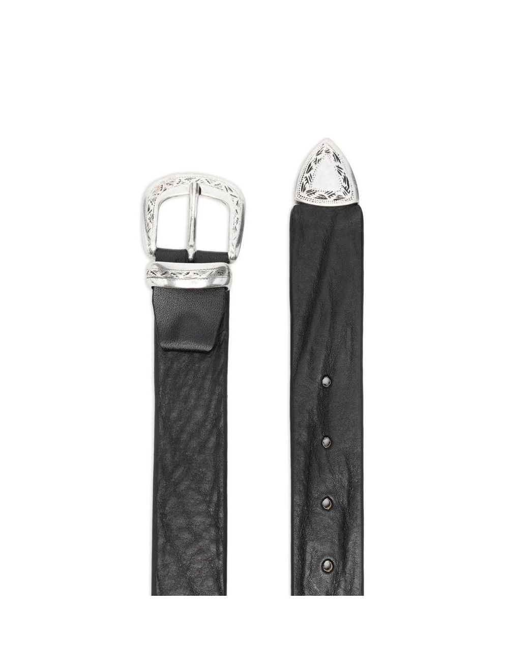 Eraldo Black Engraved-Buckle Belt for men