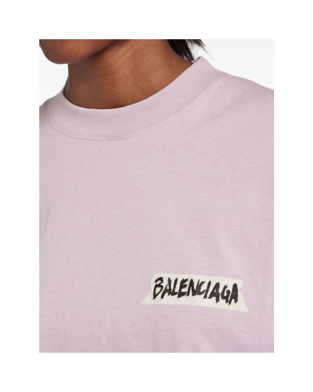 Balenciaga Purple Logo Crew Neck T-Shirt