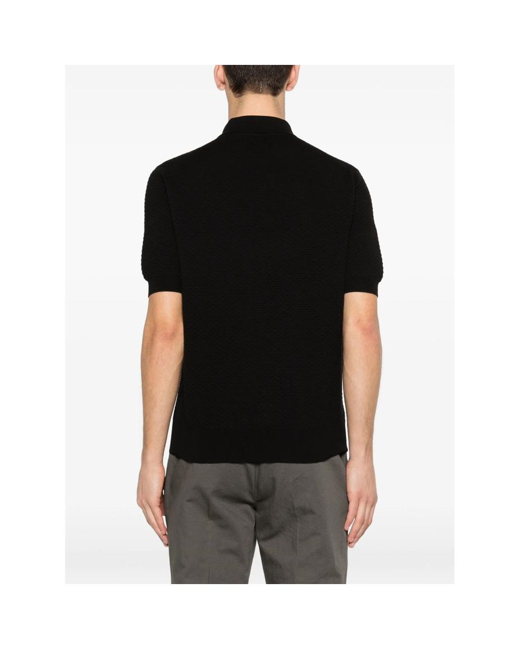 La Fileria Black Short-Sleeve Polo Shirt for men