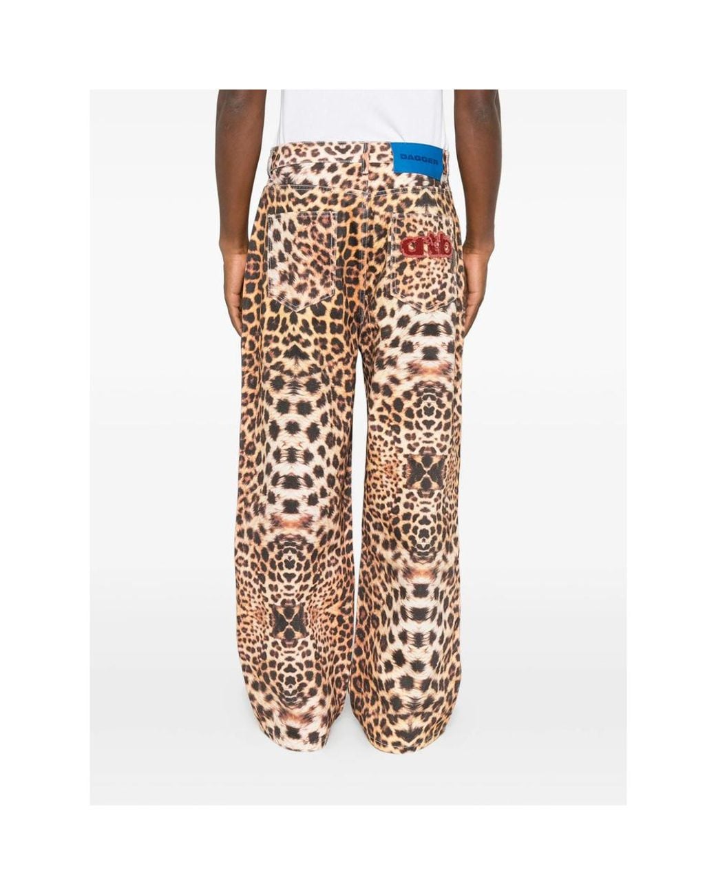 DAGGER Natural Leopard-Print Wide-Leg Jeans for men