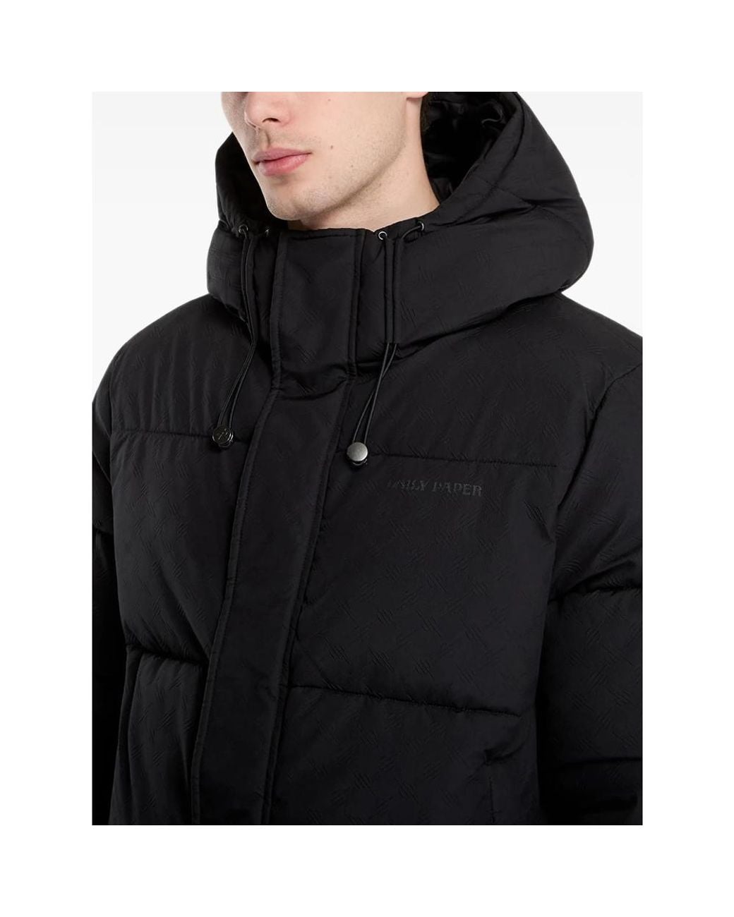 Daily Paper Black Sealed Monogram Puffer Jacket for men