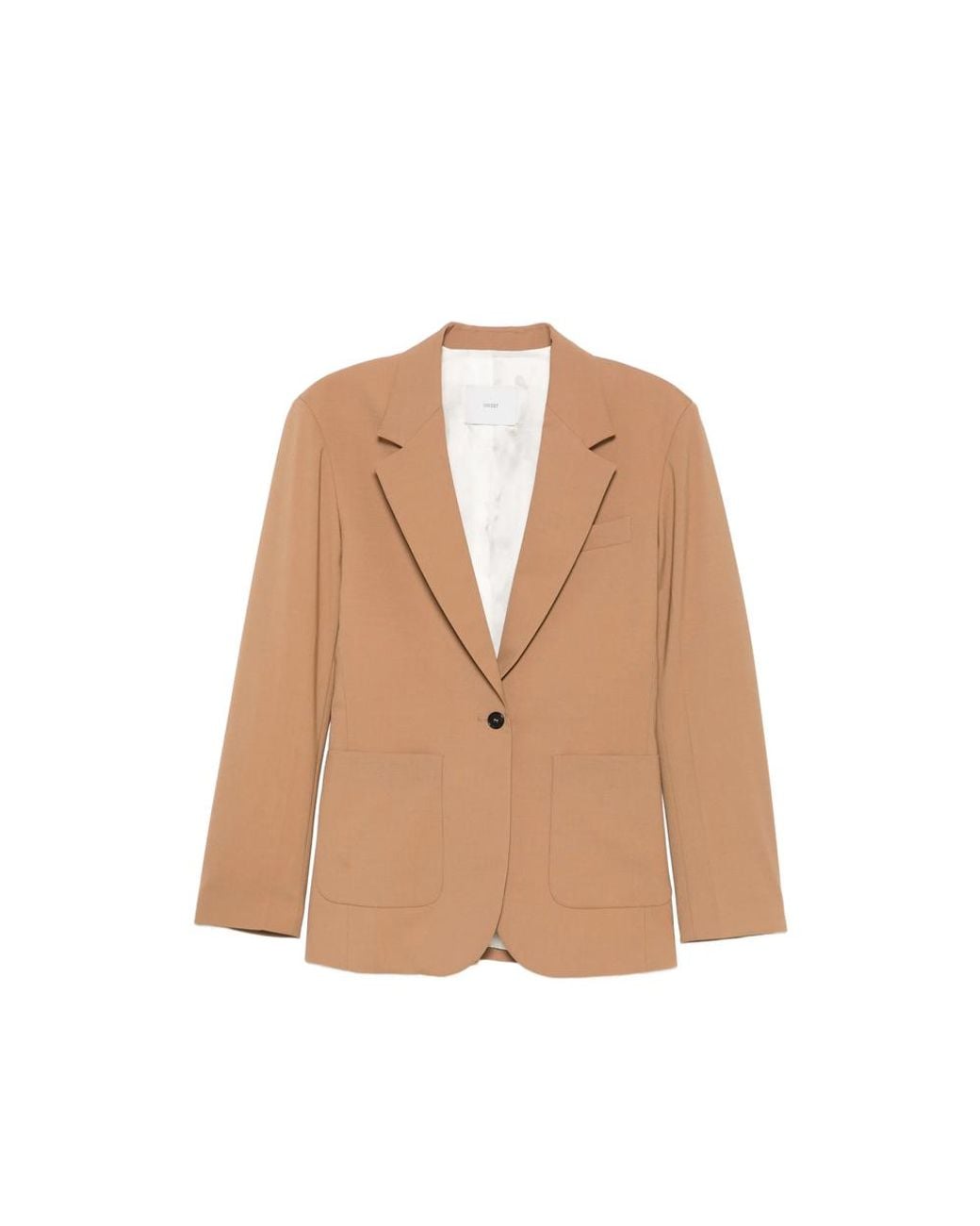 Covert Brown Single-Breasted Patch-Pocket Blazer